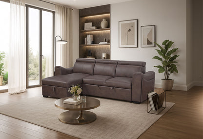 U6638 - Pull Out Sofa Bed - Dark Brown