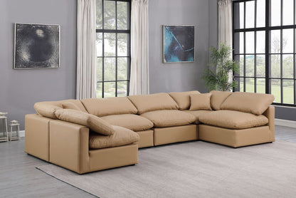 Indulge - Faux Leather 6 Piece Modular U-Shaped Sectional - Tan