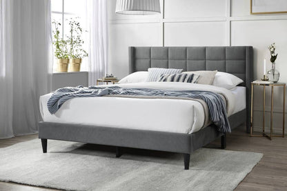 Gray Linen Queen Bed