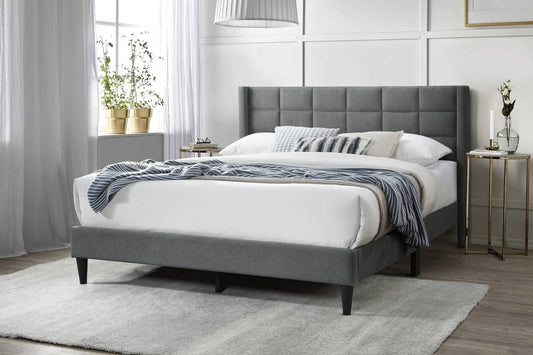 Gray Linen Queen Bed