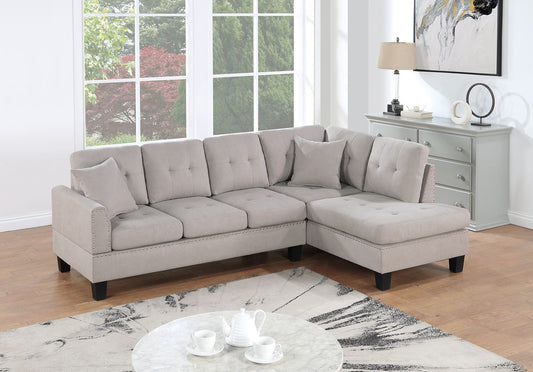 Tweed Mushroom 2 Piece Sectional Sofa