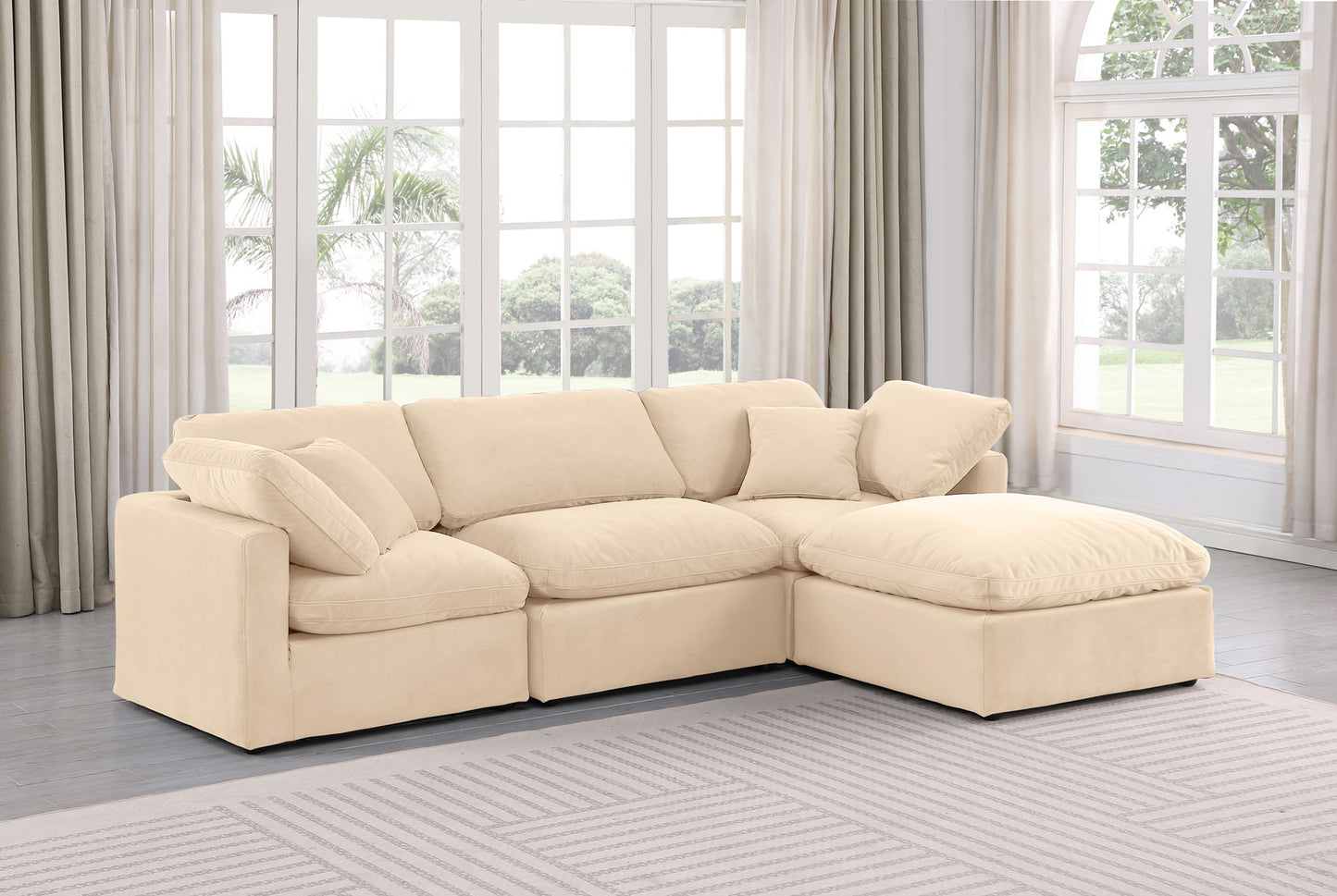 Indulge - Velvet 4 Piece Modular Sectional With Chaise