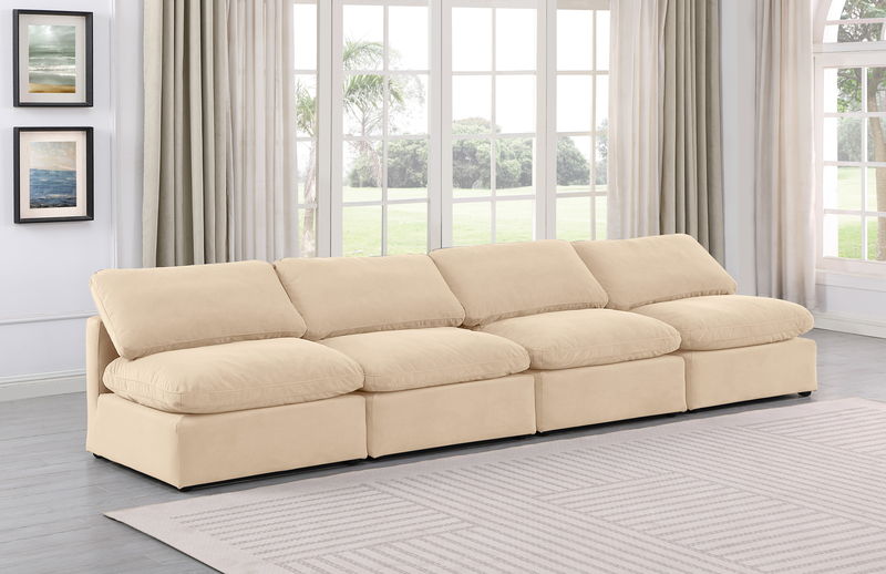 Indulge - Velvet 4 Seat Modular Armless Sofa