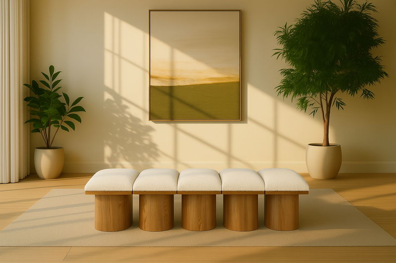 Pavilion - 5 Piece Modular Bench With Walnut Base