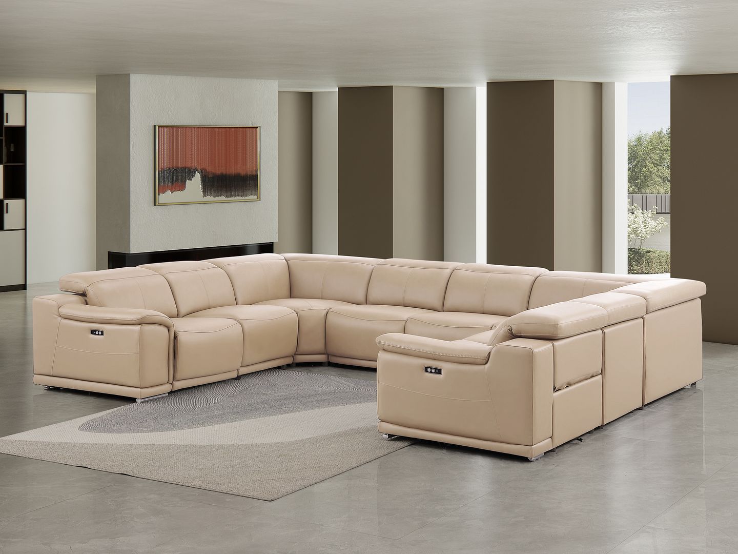 2679 - 8-Piece U-Shaped Power Reclining Sectional In Genuine Leather (4 Recliners)