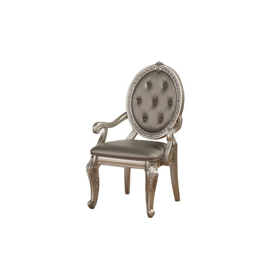 Northville - Arm Chair (Set of 2) - Synthetic Leather & Antique Silver