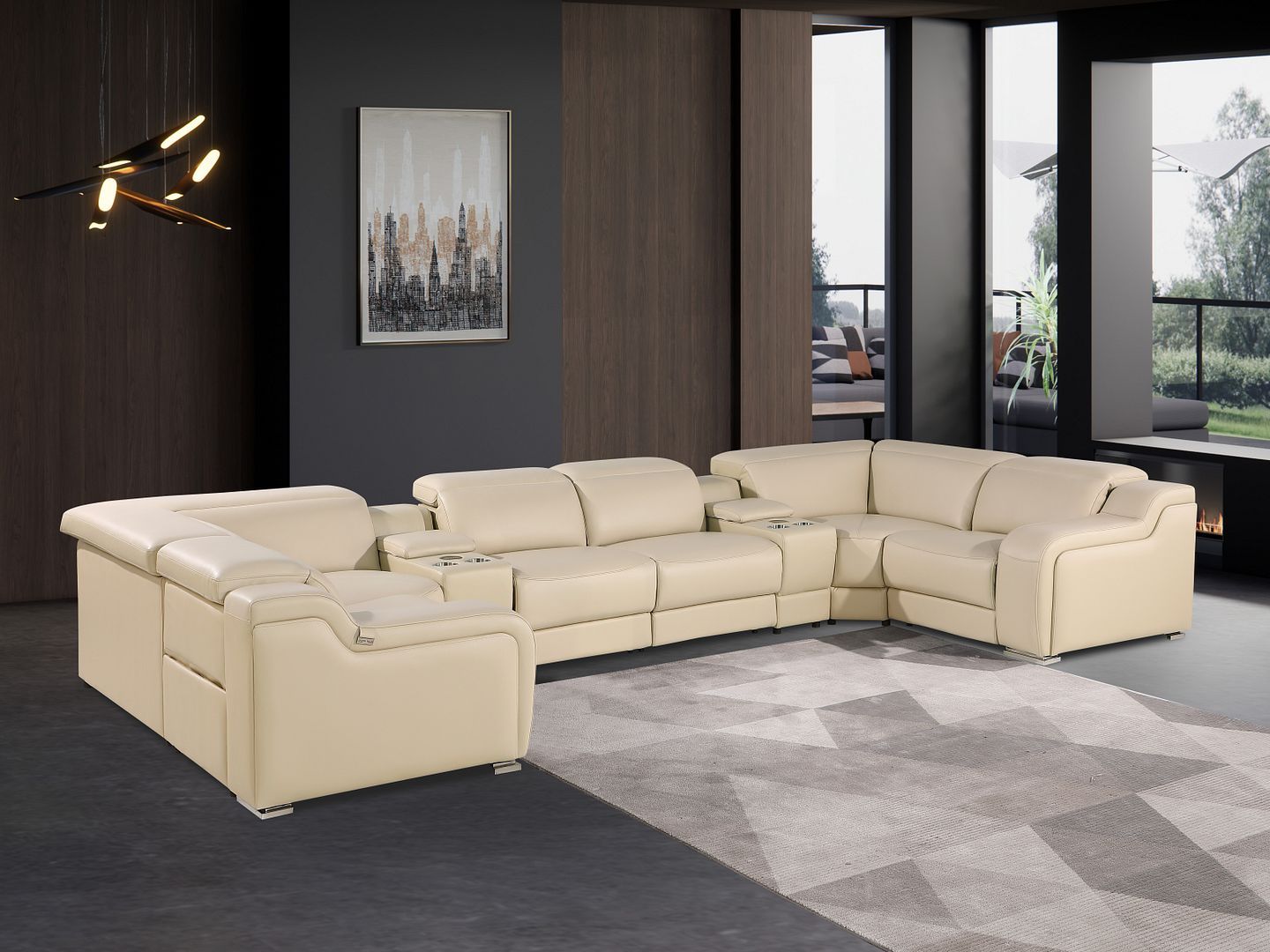 1116 - 10-Piece U-Shaped Sectional Sofa In With 4 Power Recliners & Power Headrests