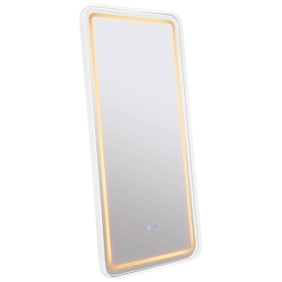 Glendora - LED Standing Mirror Bluetooth Speakers - Pearl Silver