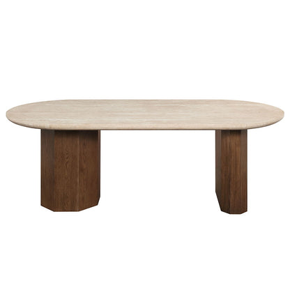 Leonardo - Dining Table - Travertine Top & Dark Oak