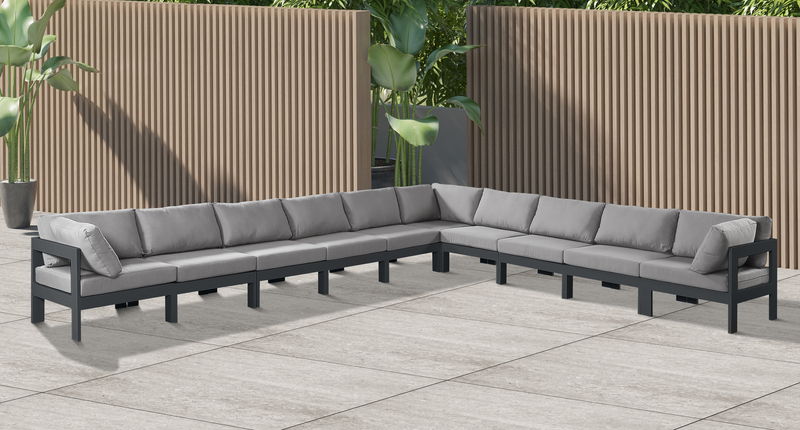 Nizuc - Outdoor Patio 10 Piece Modular Sectional With Gray Frame
