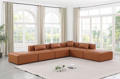 Cube - 6 Piece Modular Corner Armless Sectional - Cognac