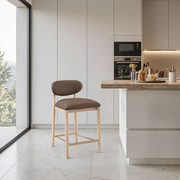 Riccio - Stool - Natural And Gold Frame