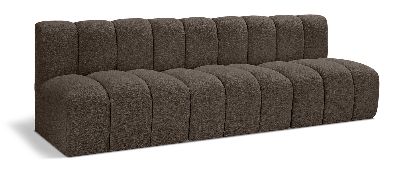 Arc - Boucle Fabric 3 Piece Modular Straight Sofa - Brown