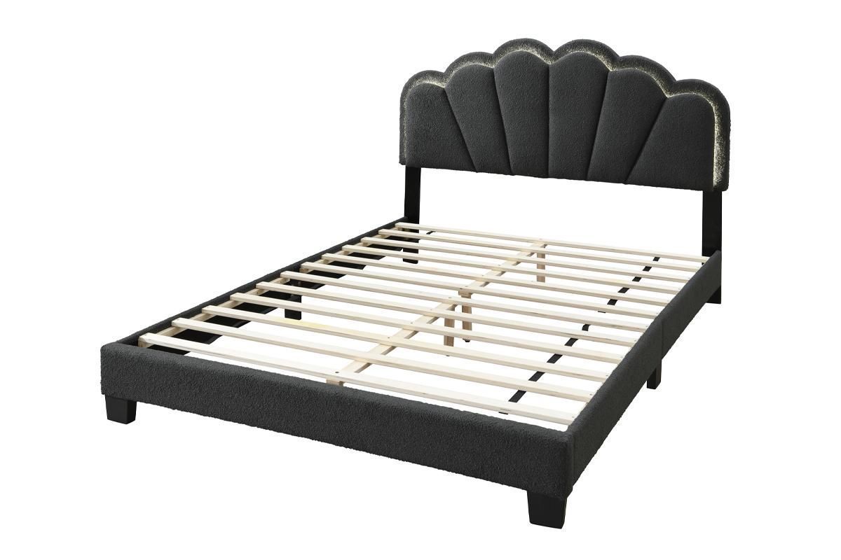Charcoal LED Shell Queen Bed