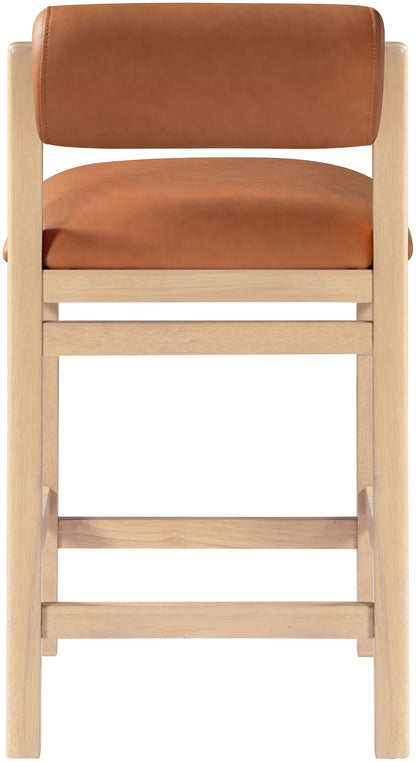 Roundhill - Faux Leather Counter Stool - Natural Frame