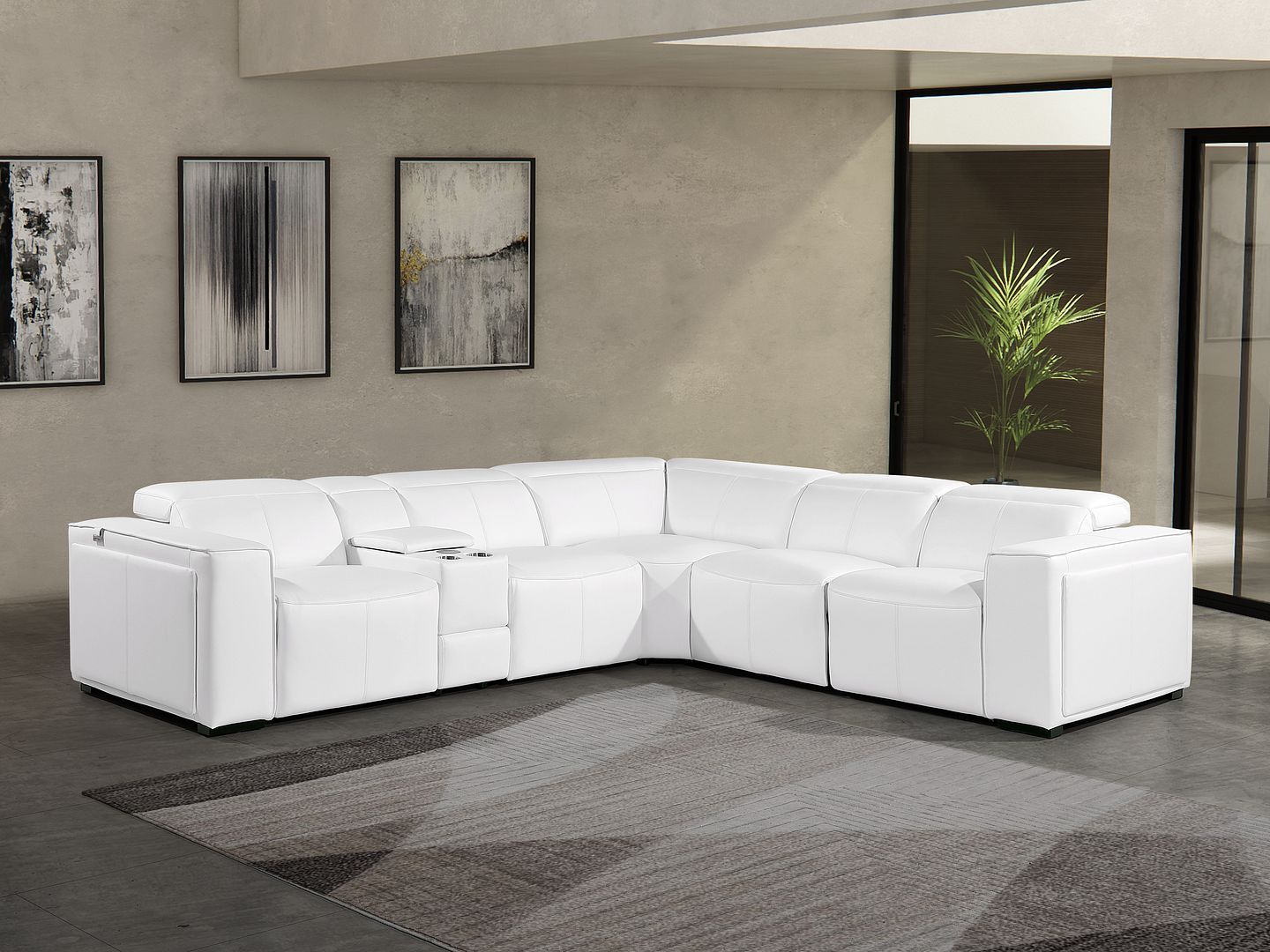 1224 - 6-Piece L-Shaped Sectional Sofa In With 3 Power Recliners & Power Headrests