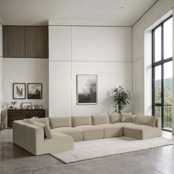 Shaggy - 7 Piece Modular U-Shaped Armless Sectional