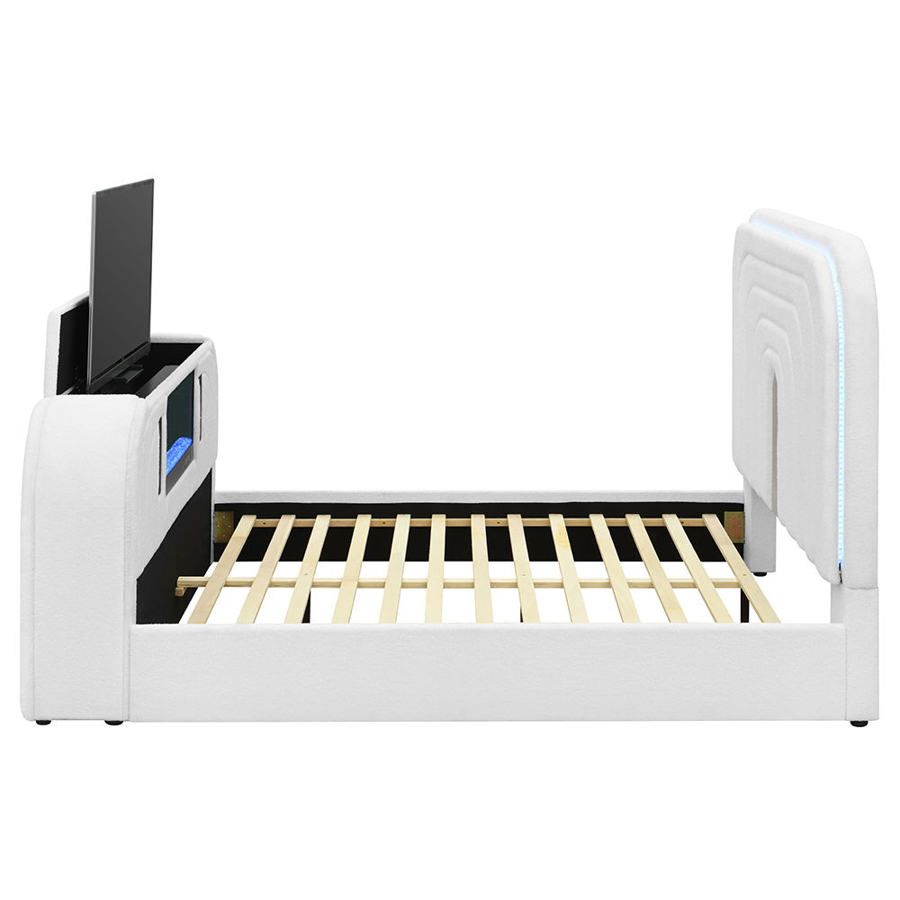 Shelyn - Bed With LED, TV Cabinet, Fireplace & Bluetooth