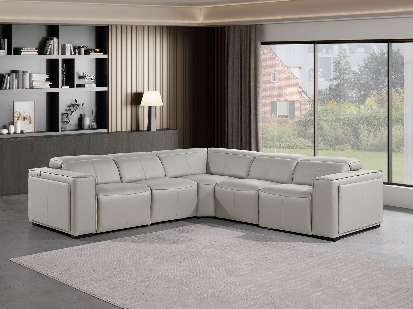 1224 - 5-Piece L-Shaped Sectional Sofa In With 3 Power Recliners & Power Headrests