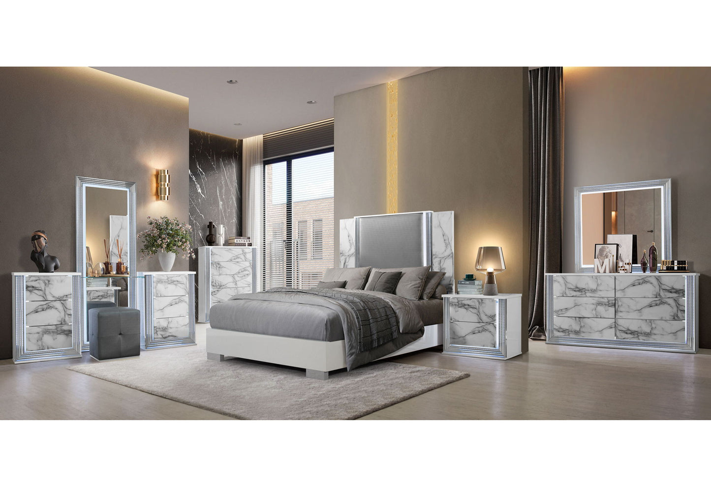 Ylime - 3 Piece Bedroom Set (Dresser, Mirror, Nightstand) - White