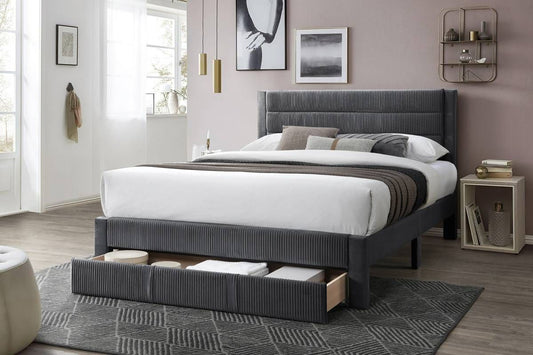 Charcoal Corduroy Queen Bed