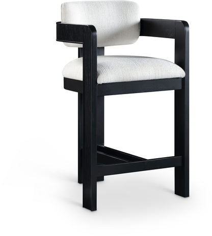 Sacha - Linen Stool With Black Base