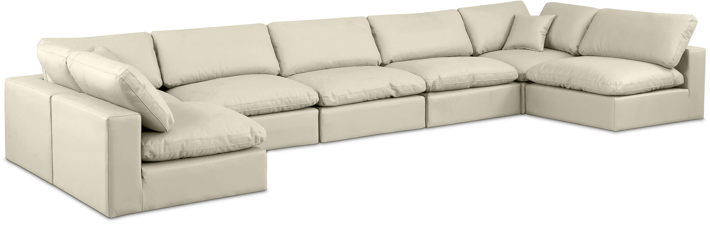 Comfy - 7 Piece Faux Leather Modular Armless Sectional