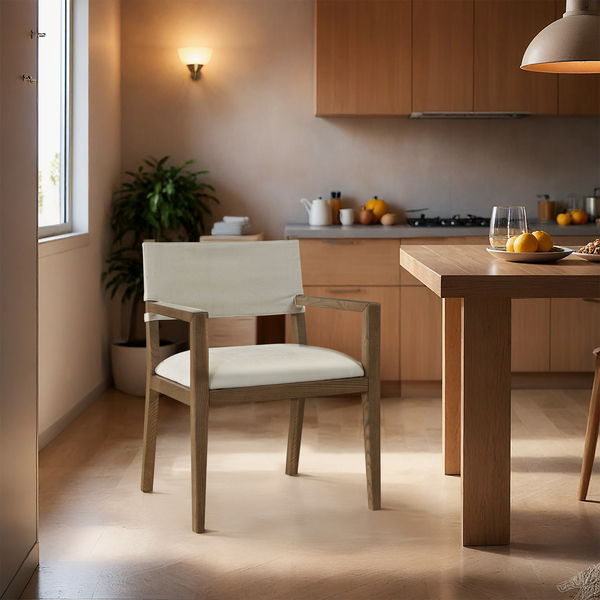 Avon - Linen Textured Performance Fabric Dining Arm Chair