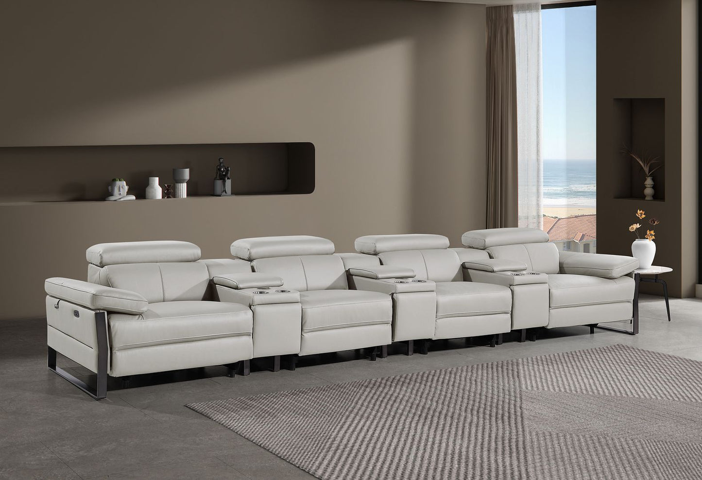 1246 - Modular Power Triple Reclining Triple Console Sofa With Power Reclining Headrests