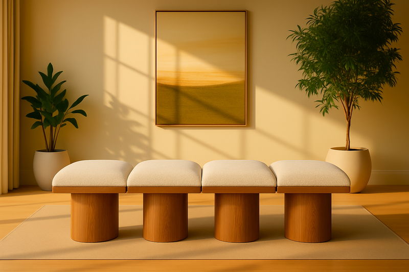 Pavilion - 4 Piece Modular Bench With Brown Base