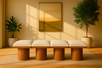 Pavilion - 4 Piece Modular Bench With Brown Base