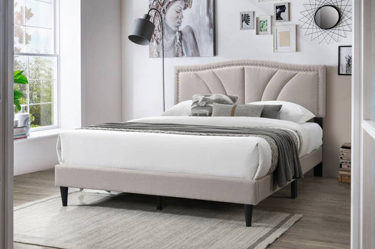 Light Brown Burlap 2 Queen Bed
