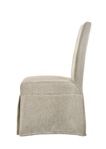 Faustine - 40" Side Chair (Set of 2) - Tan Fabric & Salvaged Light Oak