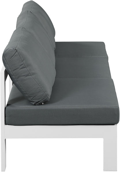 Nizuc - Outdoor Patio 3 Seat Armless Modular Sofa With White Frame