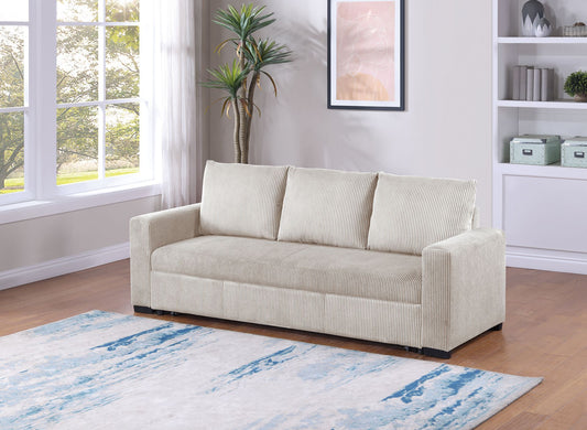 Beige Corduroy Convertible Sofa