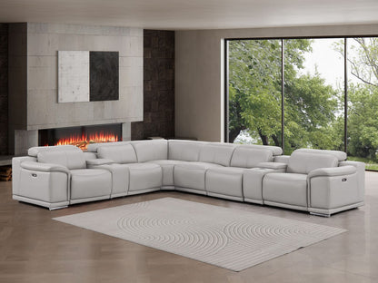 2679 - 8-Piece L-Shaped Power Reclining Sectional In Genuine Leather (4 Recliners)