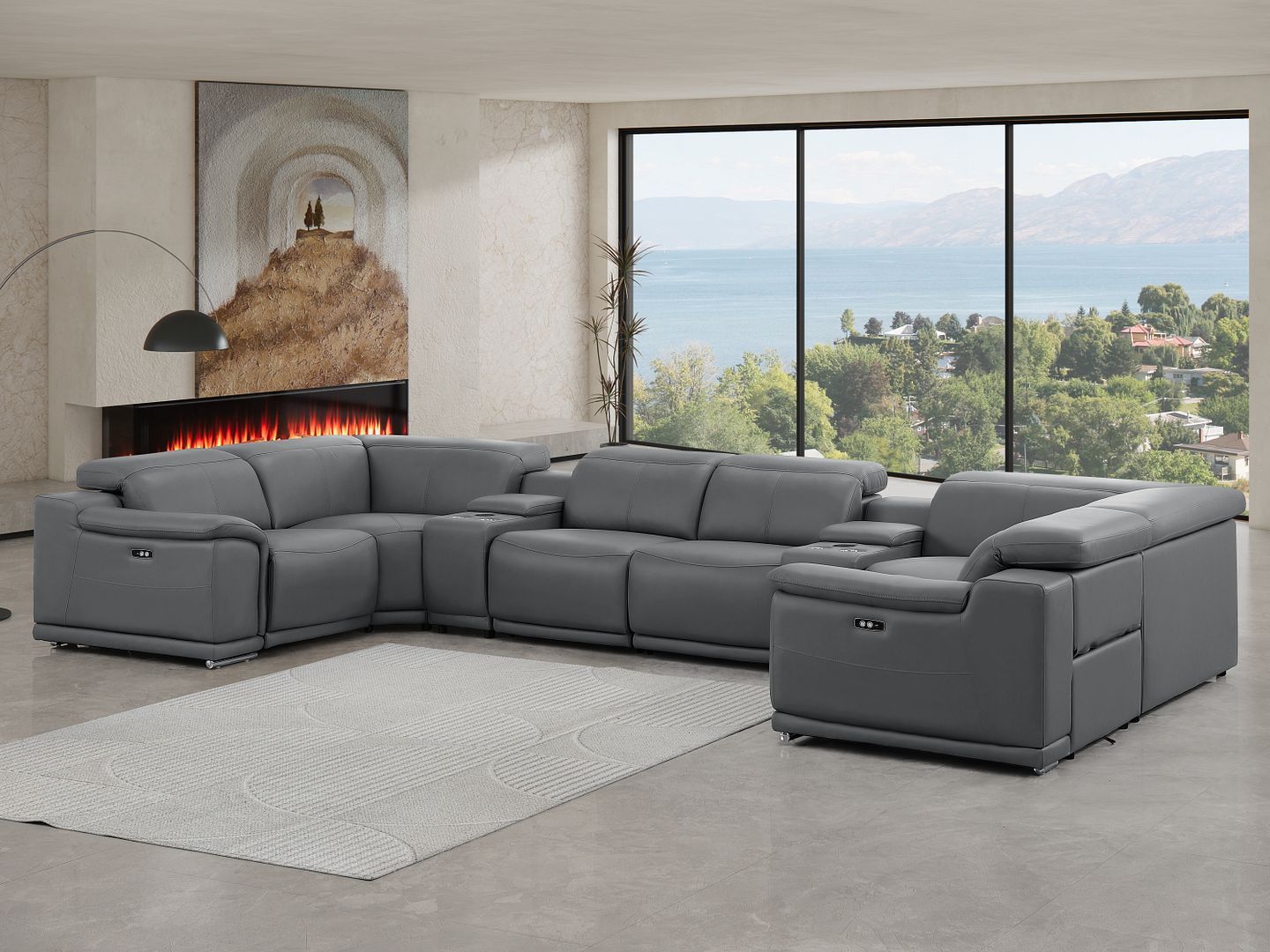 2679 - 8-Piece U-Shaped Power Reclining Sectional In Genuine Leather (2 Recliners)