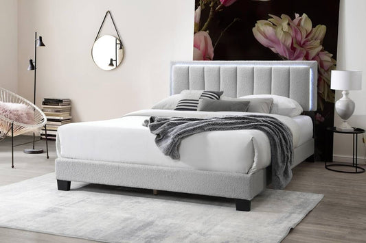 Light Gray LED Sheep Queen Bed