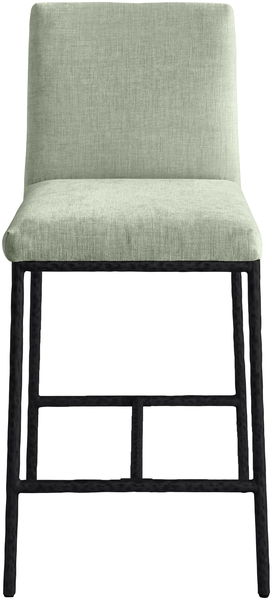 Reeves - Chenille Fabric Upholstered Counter Stool (Set of 2) - Black Base