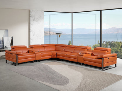 1246 - 8-Piece L-Shaped Modular Power Reclining Sectional With 3 Power Recliners And Power Headrests