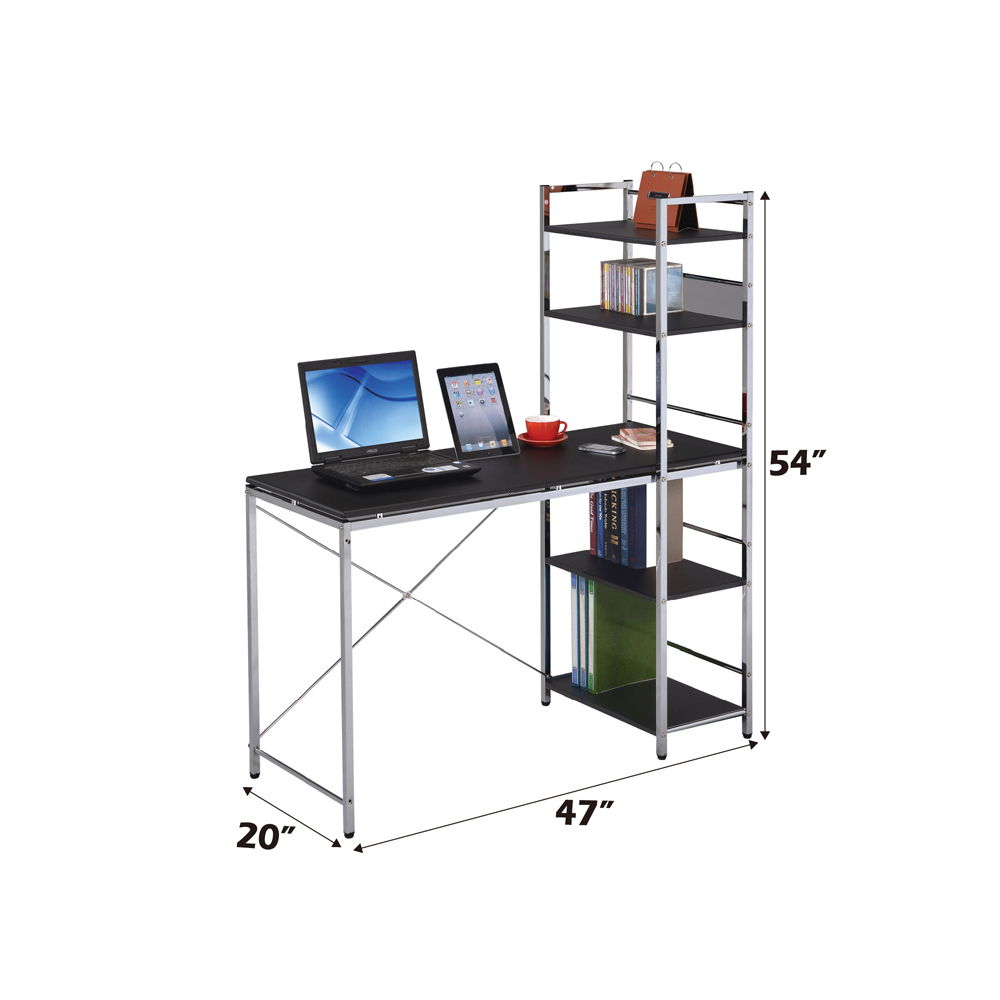 Elvis - Writing Desk With Shelves - Black & Chrome