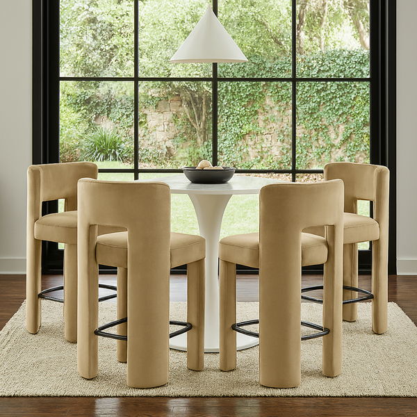 Zuno - Velvet Performance Fabric Upholstered Counter Stool (Set of 2)