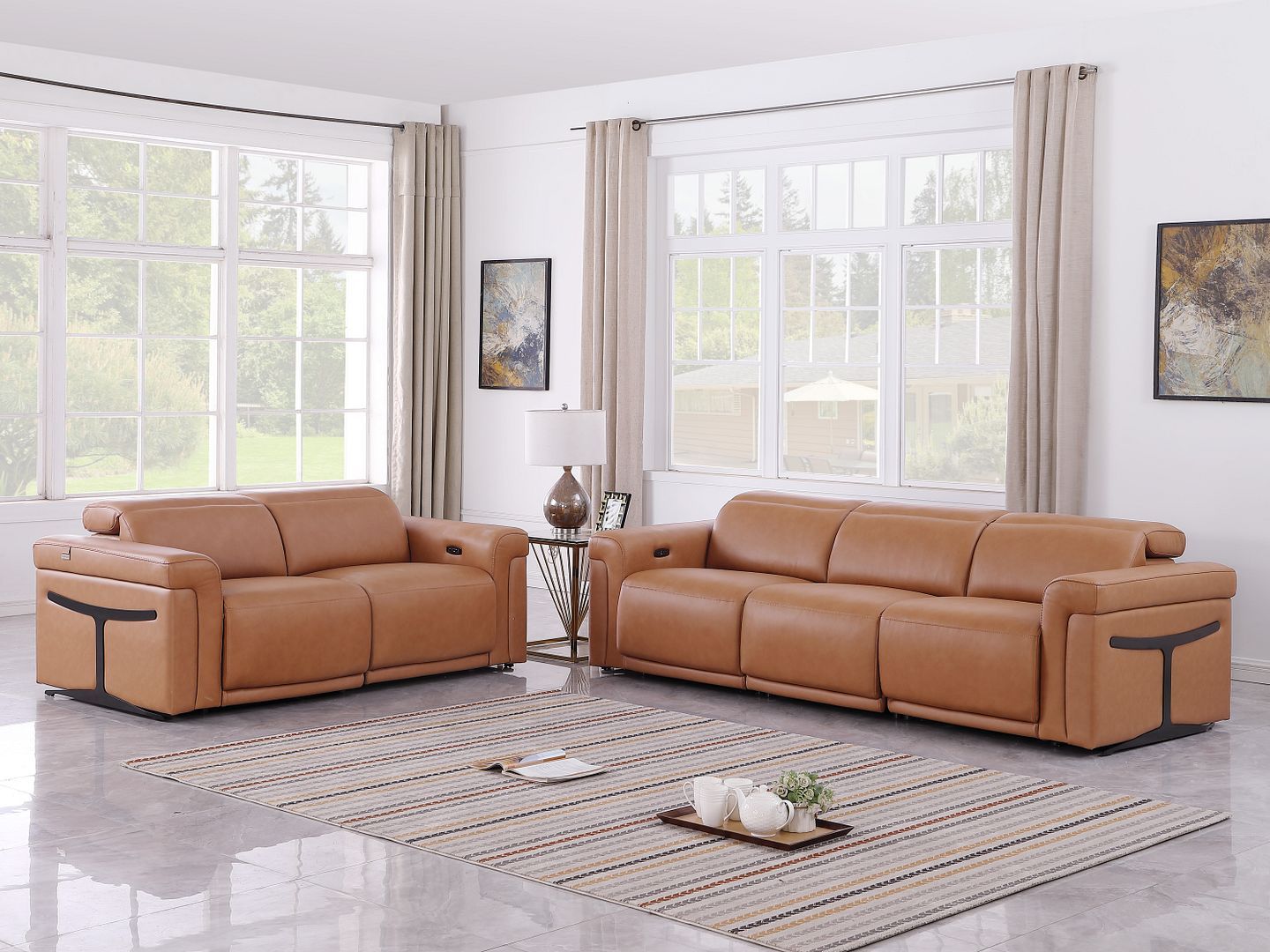 1126 - 5-Piece Modular Power Reclining Sofa And Loveseat Set In With 4 Power Recliners & Power Headrests