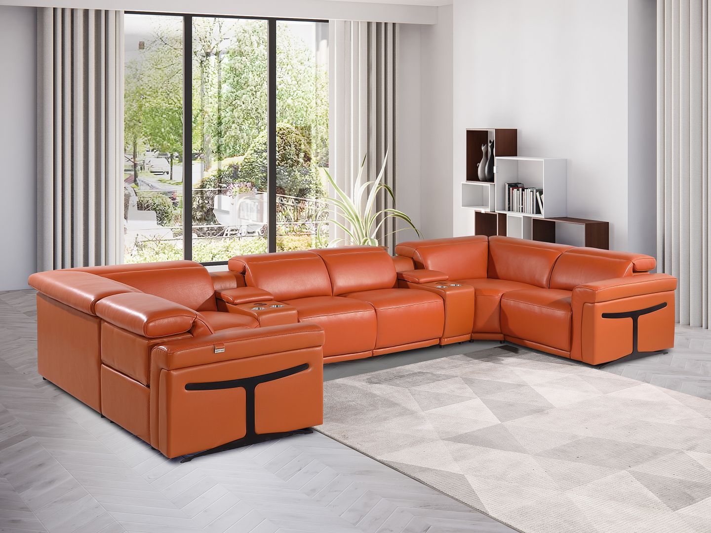 1126 - 8-Piece U-Shaped Sectional Sofa In With 2 Power Recliners & Power Headrests