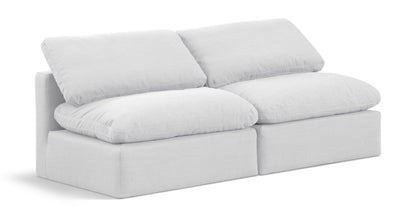 Indulge - Linen 2 Piece Modular Armless Sofa - White