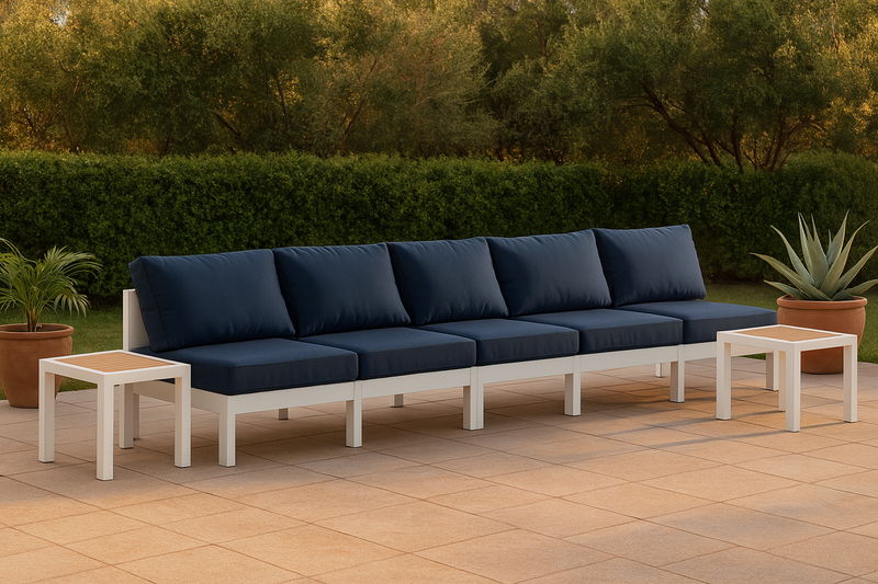 Nizuc - Outdoor Patio 4 Seat Armless Modular Sofa With White Frame
