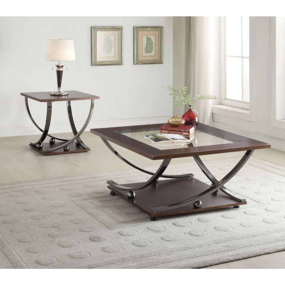 Isiah - Coffee Table - Clear Glass & Black Nickel