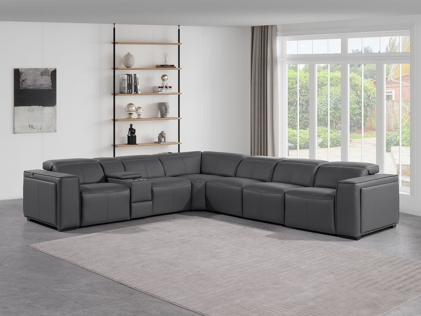 1224 - 7-Piece L-Shaped Sectional Sofa In With 4 Power Recliners & Power Headrests