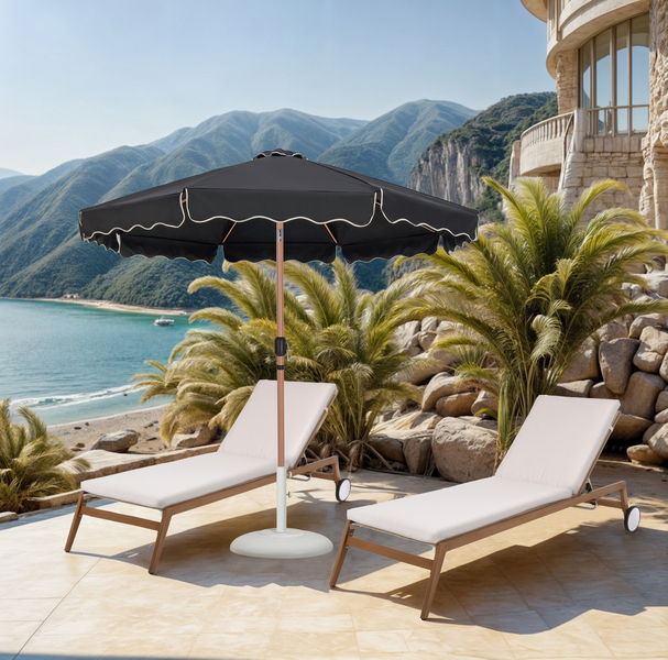 Amalfi - Patio Umbrella - White Base / Light Brown Pole