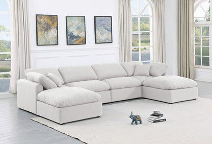 Indulge - Linen 6 Piece Modular Double Chaise Sectional - White